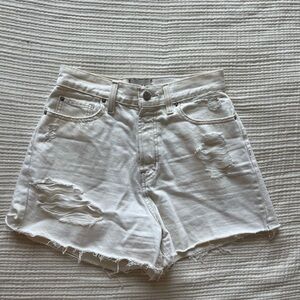 BDG White Distressed Jean Shorts
